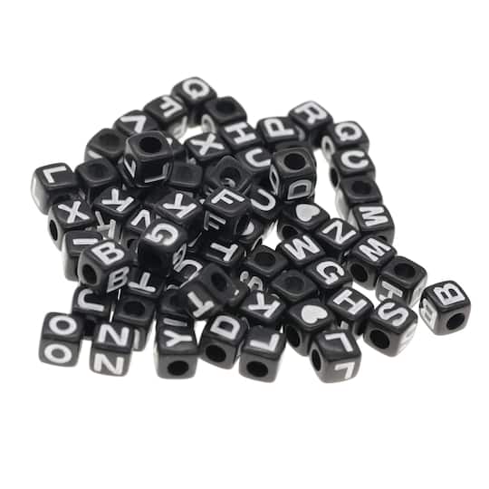 1/2lb. Black Square Alphabet Beads by Creatology&#x2122;, 6.5mm